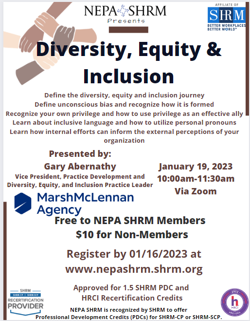 Diversity, Equity & Inclusion Northeast Pennsylvania Chapter of SHRM